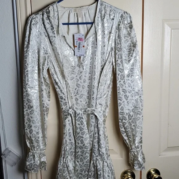 MICHAEL Michael Kors | Dresses | Michael Kors Drop Waist Bone Silver Dress  | Poshmark